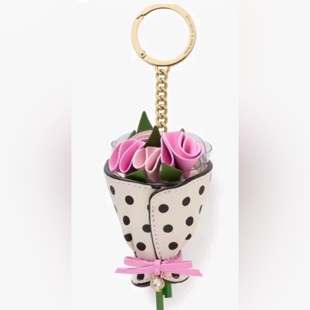 NWT Kate Spade 3D Flora Flower Bouquet Keychain Key Fob Bag Charm Kk974 💐